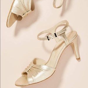 Anthropologie gold leather heels, made in Spain size 39 8 1/2